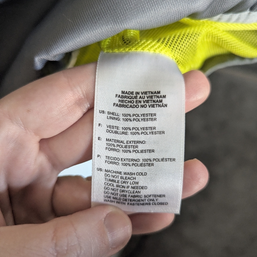 Adidas Men's L - Gray Windbreaker Jacket with Yellow Stripes - Picture 6 of 9